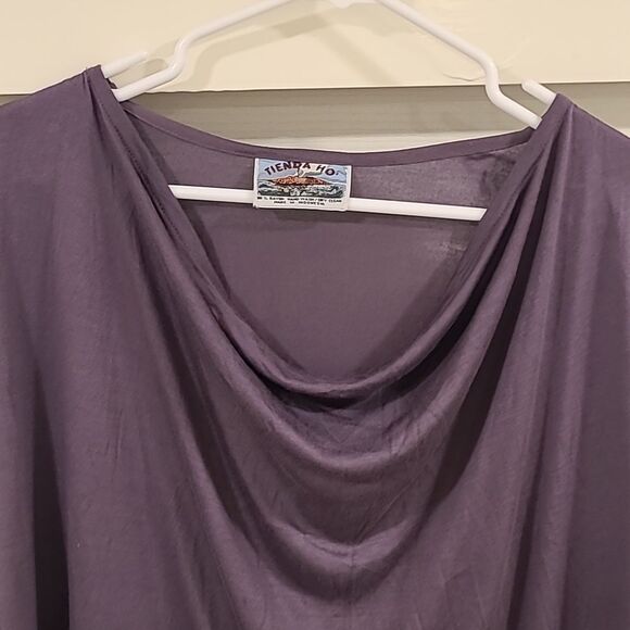 Tienda Ho Lagenlook Purple Bat Wing Sleeve Cowl Neck Top fall oversized tunic - Picture 4 of 8